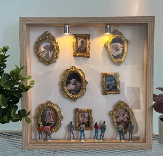 Custom Mini Museum Pet Photo Frame with Lights, Personalized Shadow Box Display for Family, Couple & Pets, Meaningful Home Keepsake Gift-Museum of us Frame