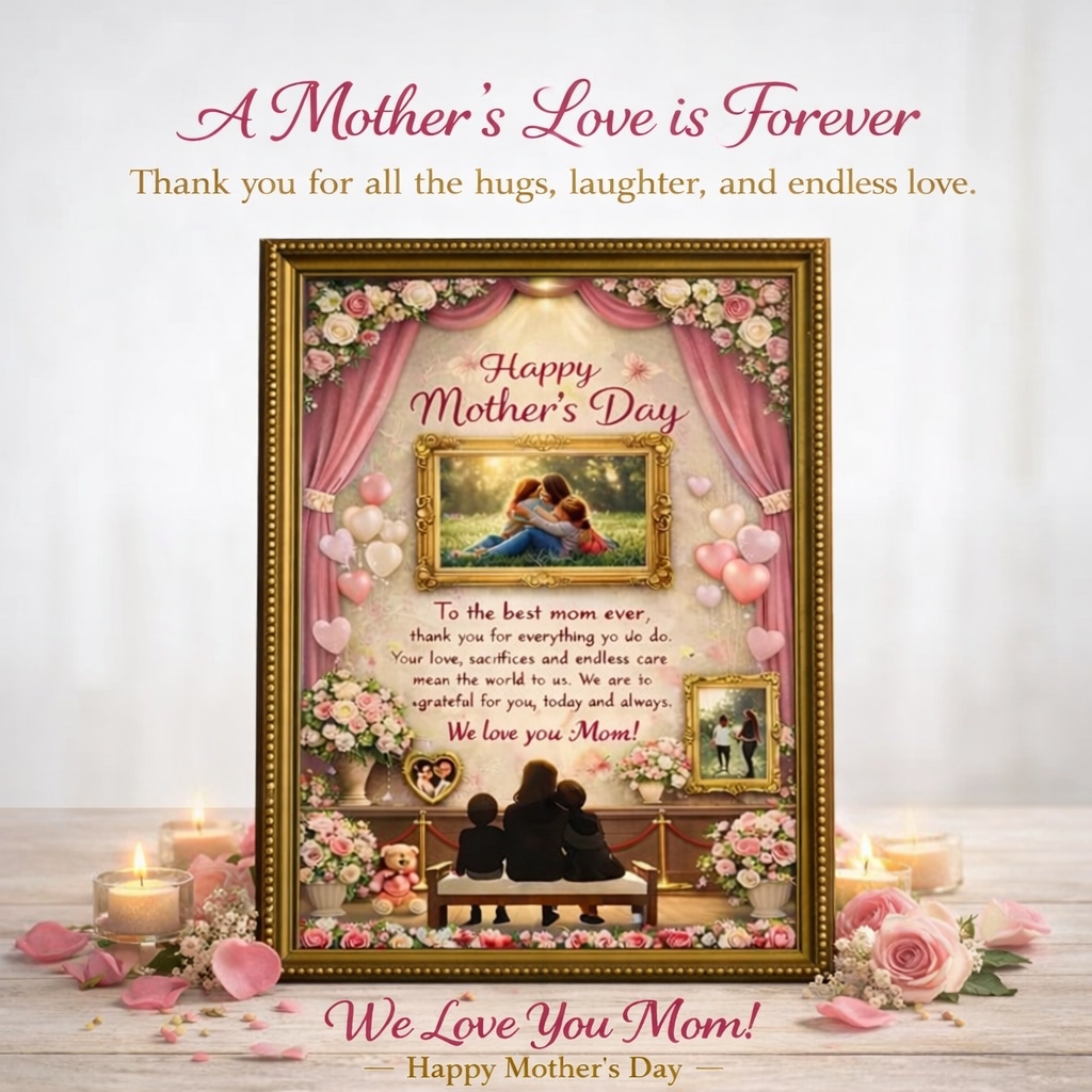 Mother’s Day Custom Photo Museum of Us Frame – Personalized Mom Gift, Family Memory Art Frame, Happy Mother’s Day Wall Decor