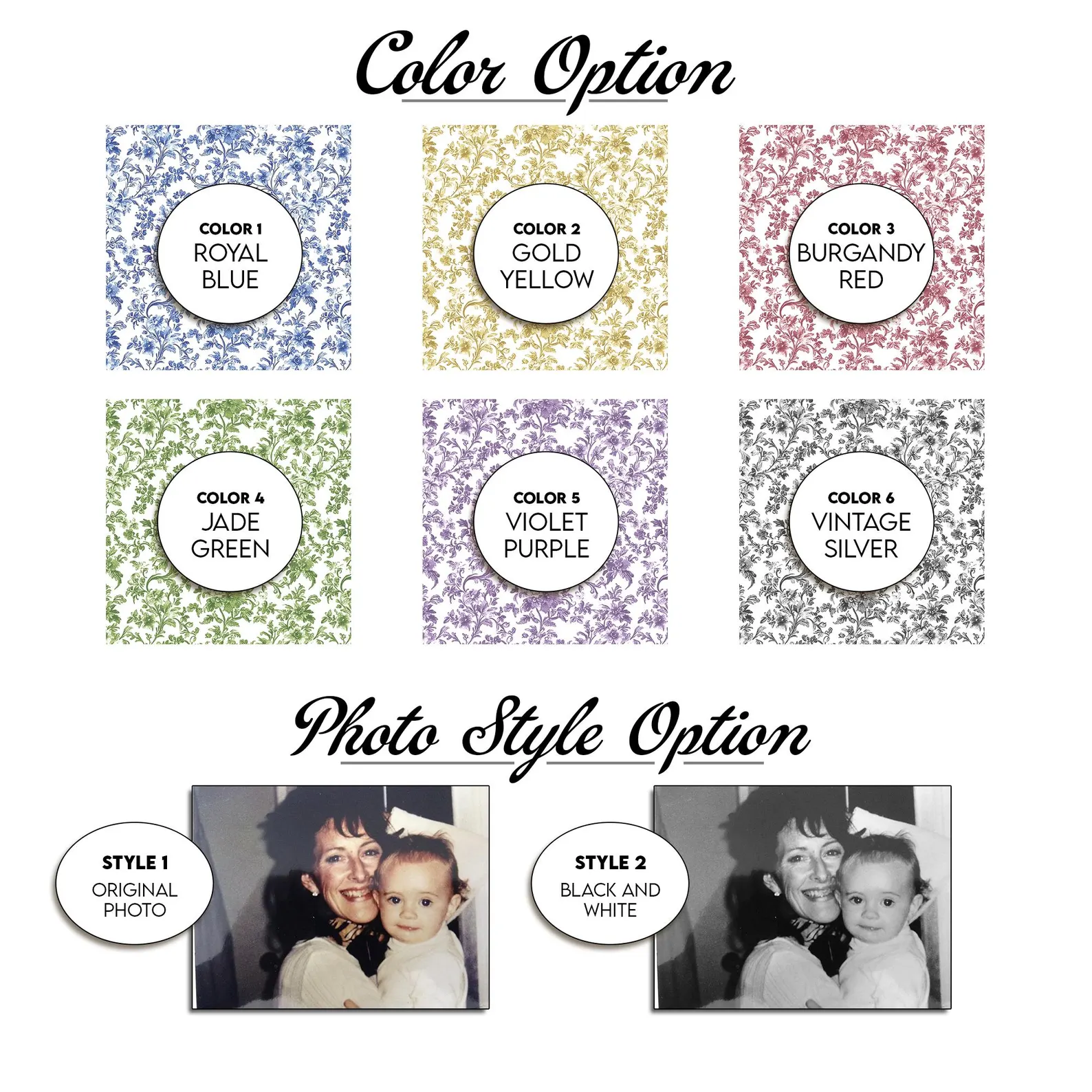 Personalized Mom Photo Vintage Frame, Custom Toile De Jouy Mother's Day Gift from Daughter, Mama Golden Ornate Frame