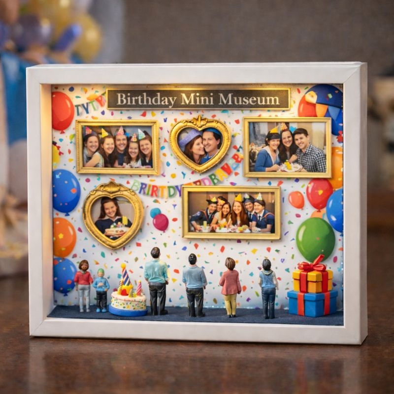 Museum of Us Frame – Personalized Birthday Gift for Her | Cute Mini Memory Museum Frame | Meaningful Custom Birthday Keepsake