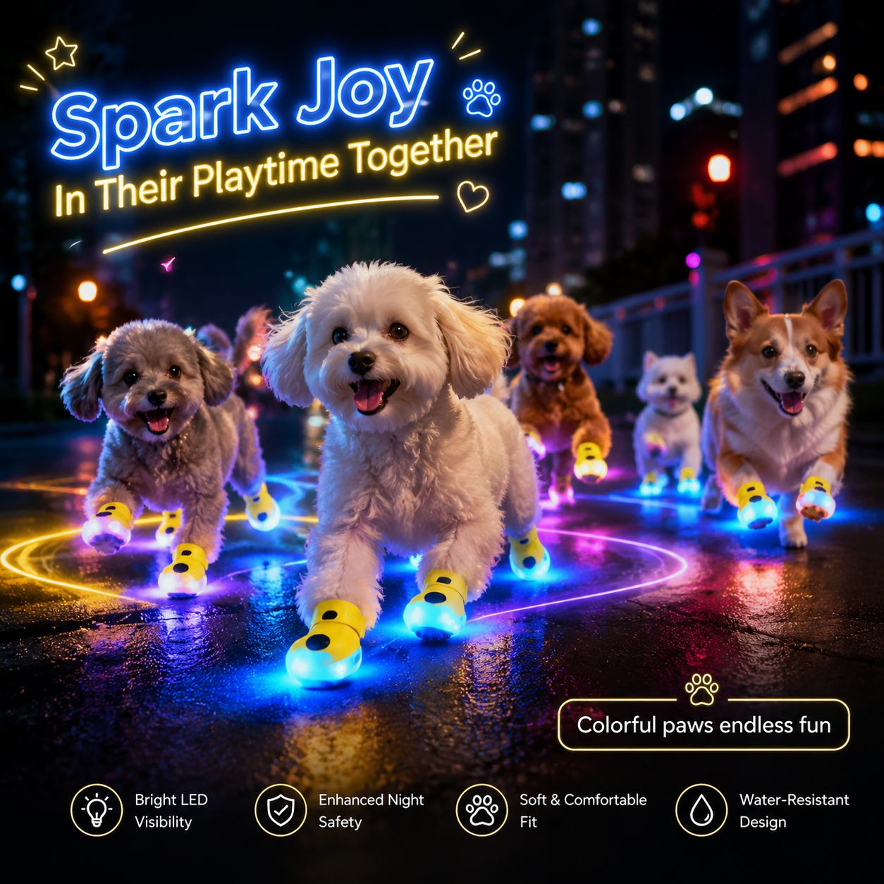 Novelty Glowing Dog Shoes Gift Set - Fun Light Up Silicone Pet Booties, Creative Birthday & Holiday Gag Gift for Dog Moms, Dog Dads, and Pet Lovers-Museum of us Frame