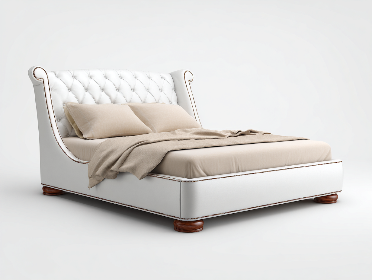 Queen Bed Upholstered Fabric Tufted Headboard 82x64x50 inches - White - Classic Elegant Design-Cottamyshop