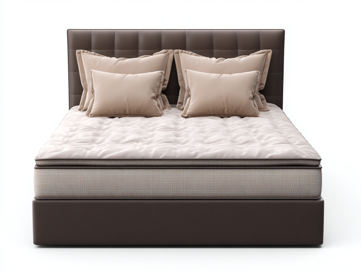 Queen Bed upholstered fabric frame padded headboard 84x63x45 inches dark brown bedroom use - modern minimalist design-Cottamyshop