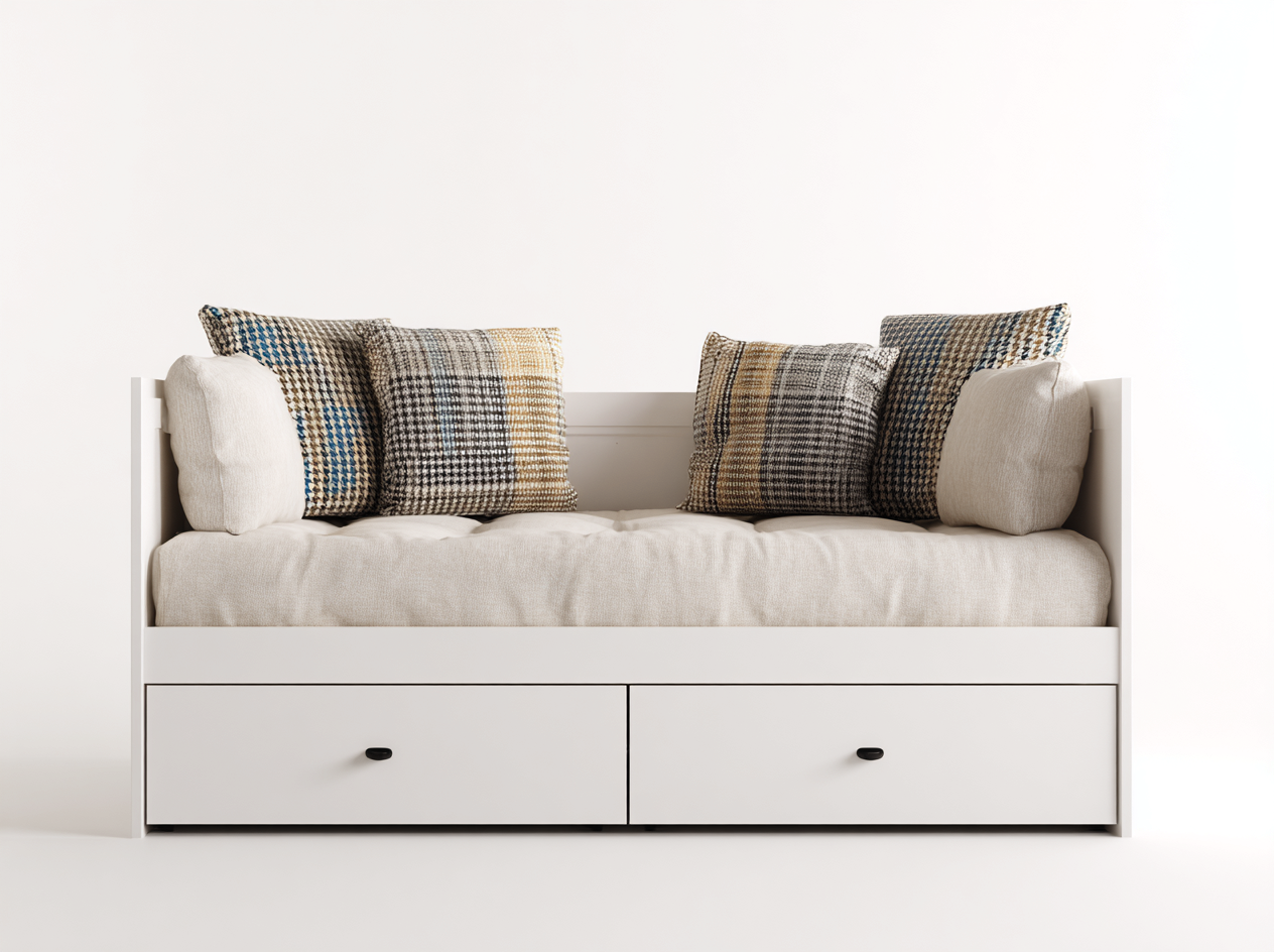 Sofa Bed Upholstered Fabric 78x40x34 inches White for Living Room Modern Design-Cottamyshop