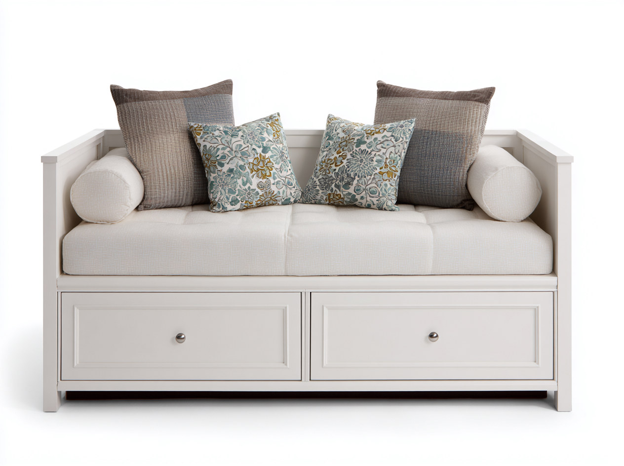 Sofa Bed solid wood frame upholstered seat with storage 78x33x36 inches white living room use - classic farmhouse design-Cottamyshop