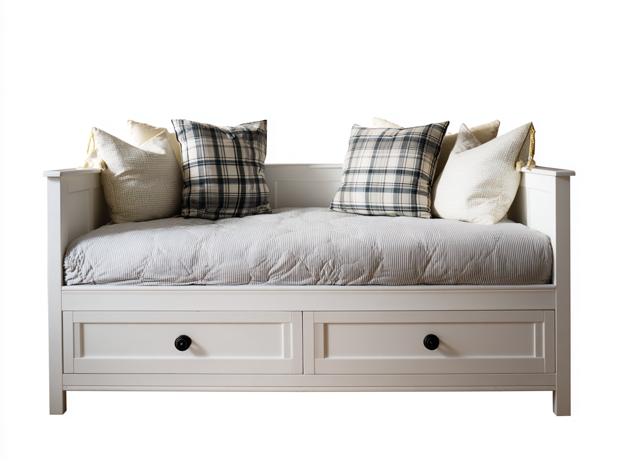 Sofa Bed Solid Wood Frame Upholstered Seat 80x40x36 inches - White - Storage Design-Cottamyshop