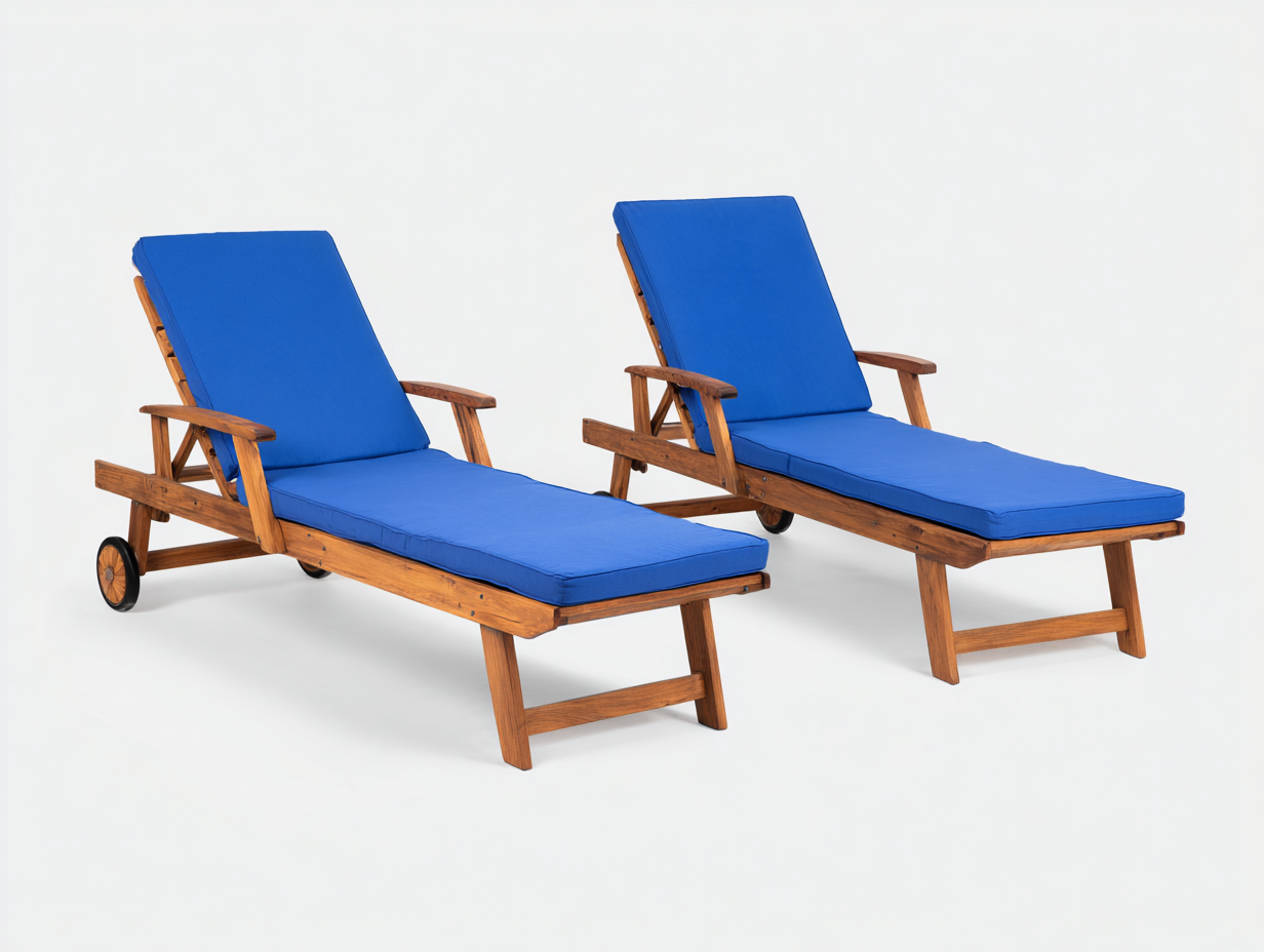 Sun Lounger Solid Wood 79x26x34 inches Blue Brown for Garden Outdoor Classic Design-Cottamyshop