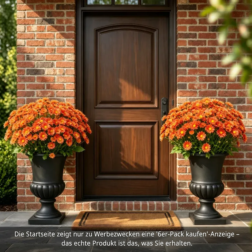 💥Letzter Tag: 70 % Rabatt🌼 – Künstliche Outdoor-Chrysanthemen (Sunset-Optik) – UV-beständig, wasserfest & windfest