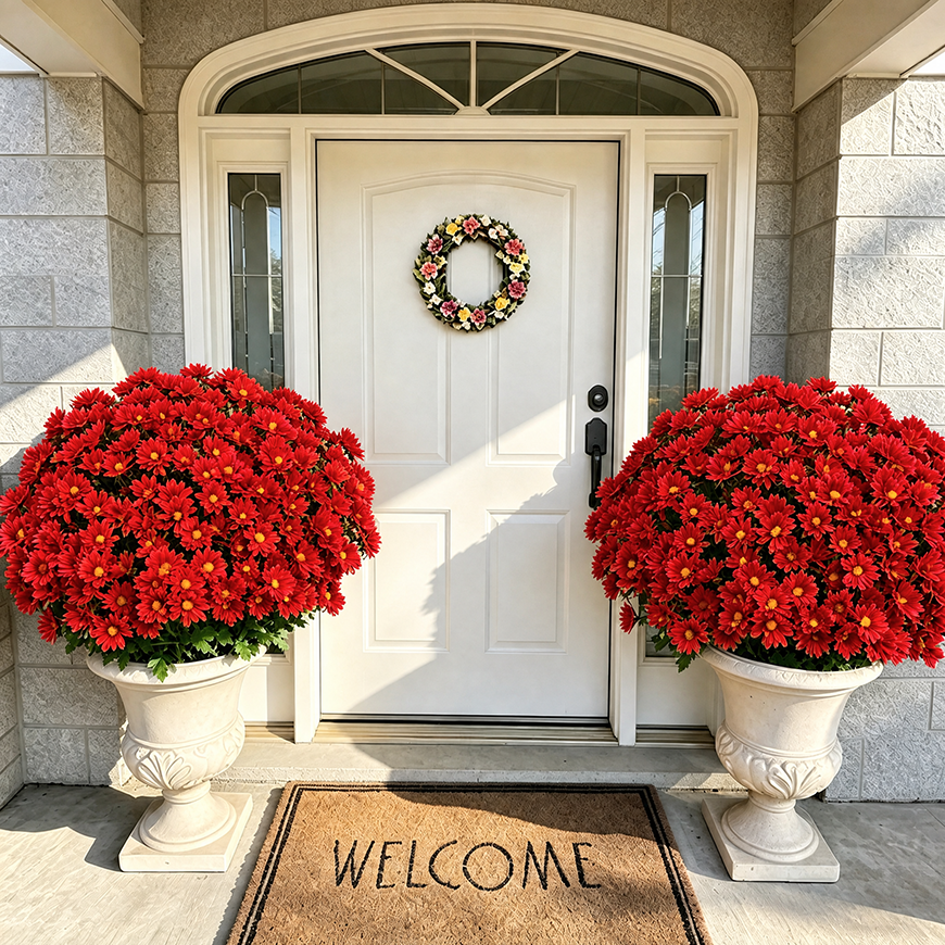 💥Last Day 49% OFF🌼- Artificial Outdoor Sunset Mums Flowers - UV resistant, Waterproof, Windproof