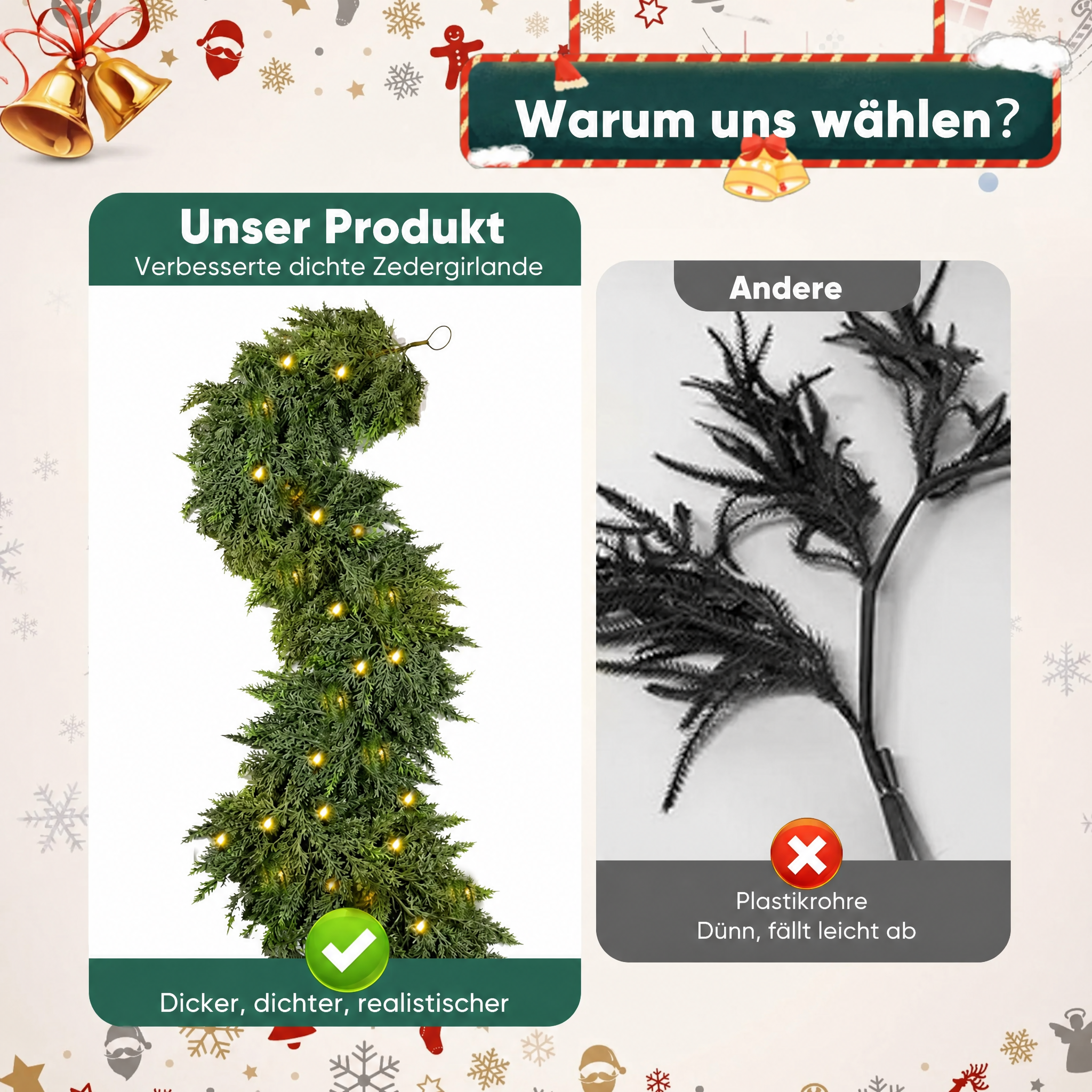 🏆Top-Seller 2026💥 Beleuchtete Weihnachts-Zederngirlande