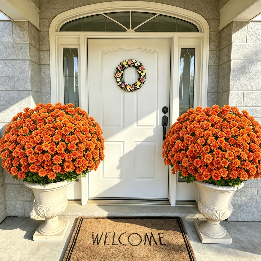 💥Last Day 49% OFF🌼- Artificial Outdoor Sunset Mums Flowers - UV resistant, Waterproof, Windproof