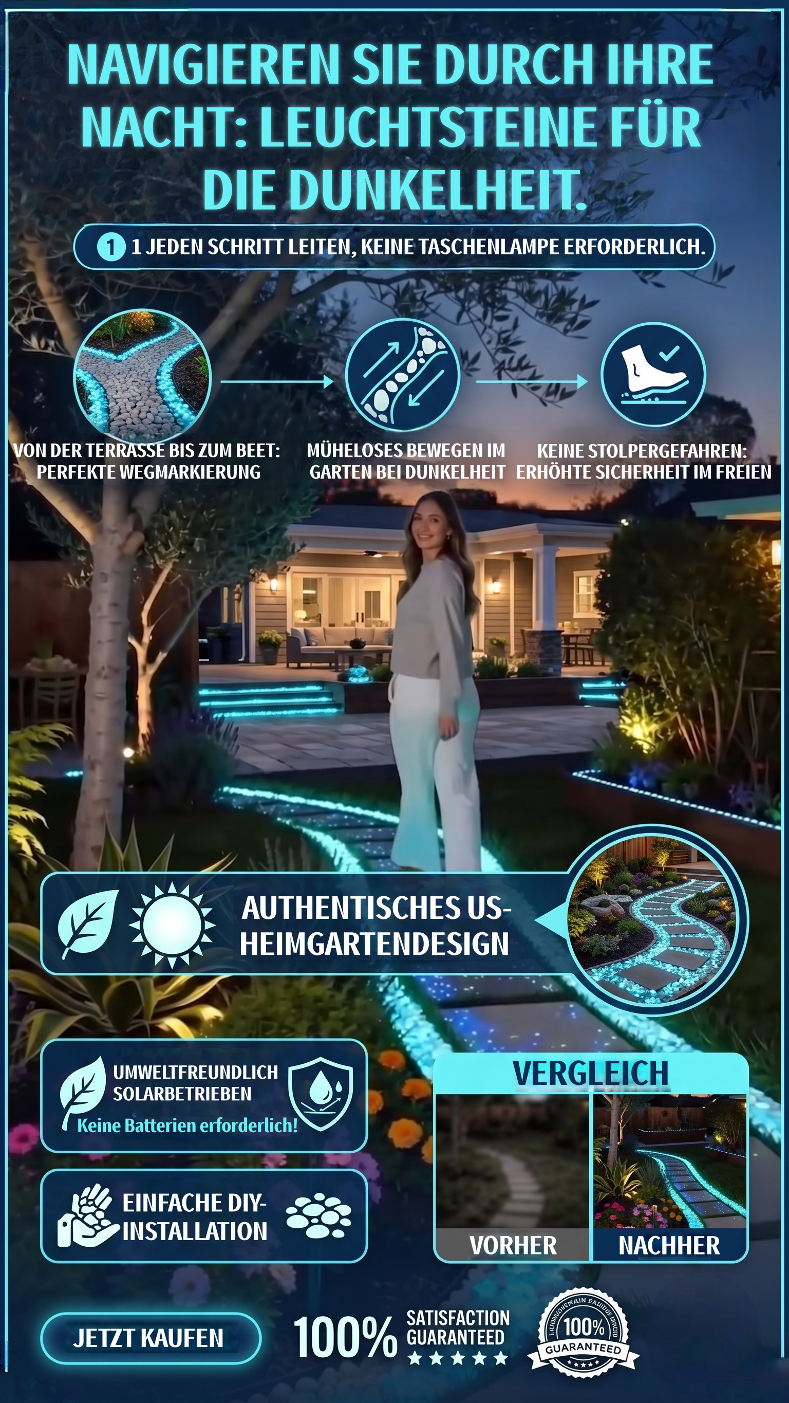 💥LETZTER TAG: 50 % RABATT💥🌈 Bunte, im Dunkeln leuchtende Gartensteine