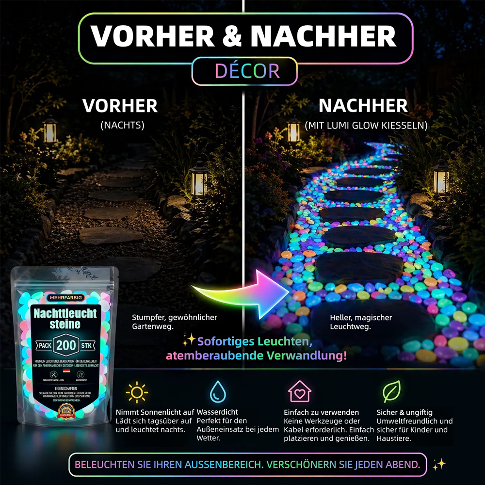💥LETZTER TAG: 50 % RABATT💥🌈 Bunte, im Dunkeln leuchtende Gartensteine