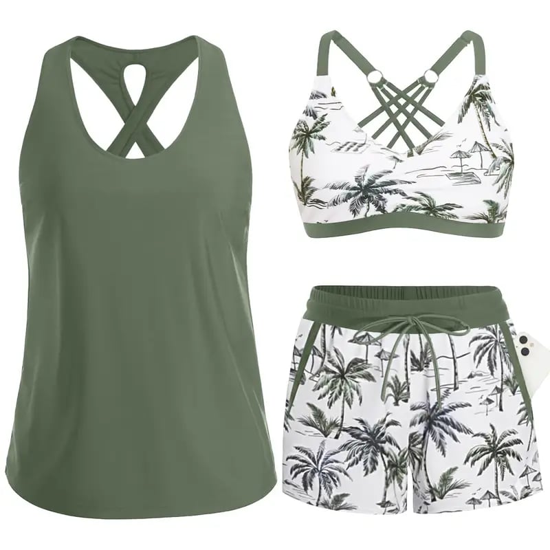 🏖️Letzter Tag im Angebot: 49 % Rabatt! 🔥Aqua Eve Dreiteiler Tankini mit Shorts🩱