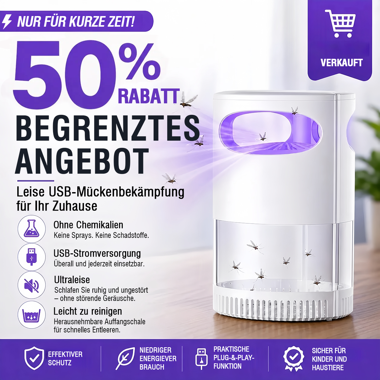 🦟 49 % Rabatt! UV-Mückenlampe – leise, USB-Anschluss, chemikalienfrei. Über 50.000 Mal verkauft! 🔇🌙