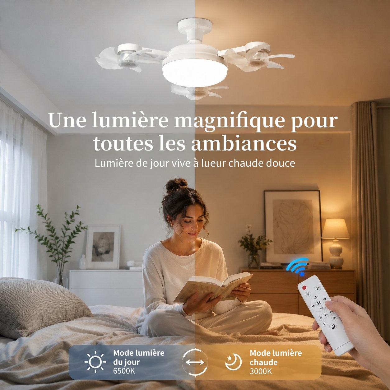🔥 Dernier jour : 49 % de réduction ! 💥 Ventilateur de plafond intelligent Drone à visser avec lumière LED et télécommande