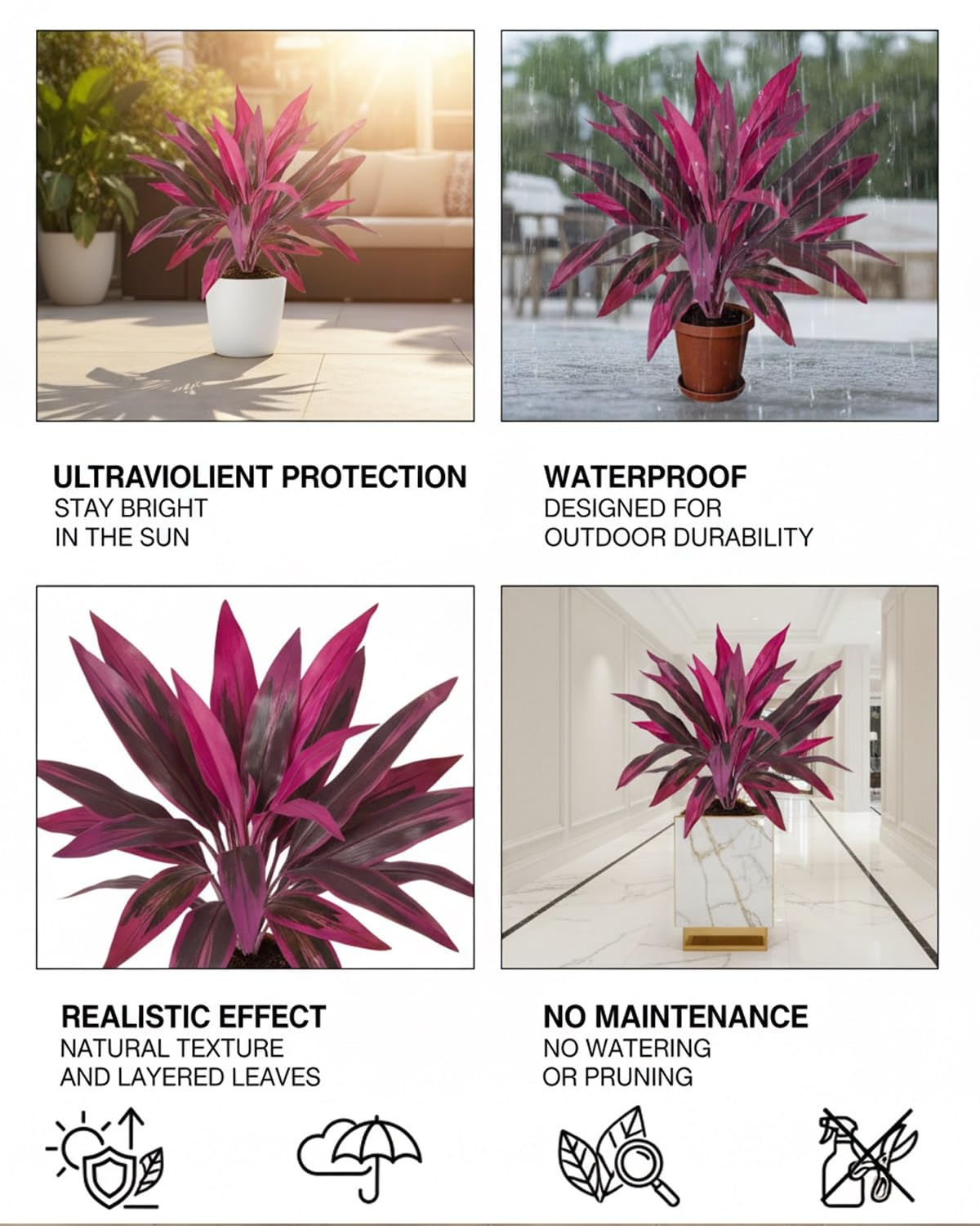 🔥BUY 1 GET 1 FREE (2 PCS)🌼Large Artificial Boston Fern & Dragon’s Blood Tree Plants 🌸