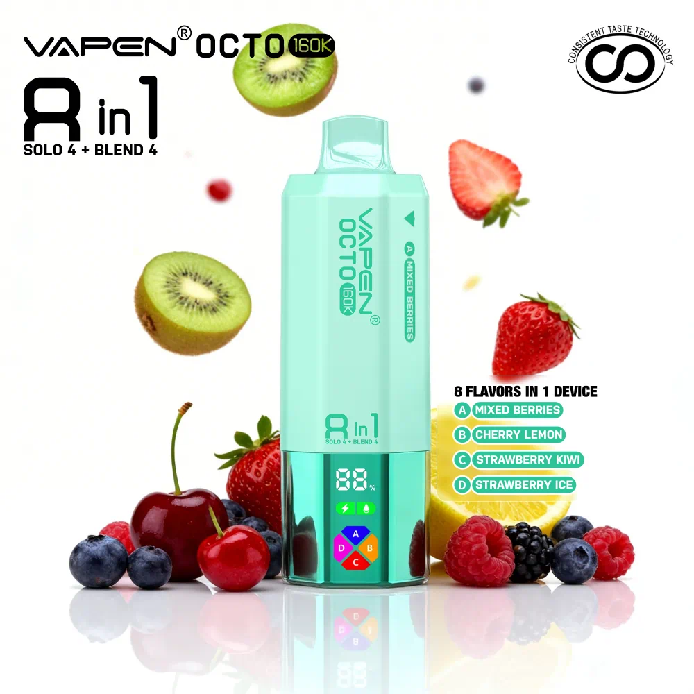 VAPEN OCTO 160000 Puffs - Owoce Leśne + Wiśnia Cytryna + Truskawka Kiwi + Truskawka Ice