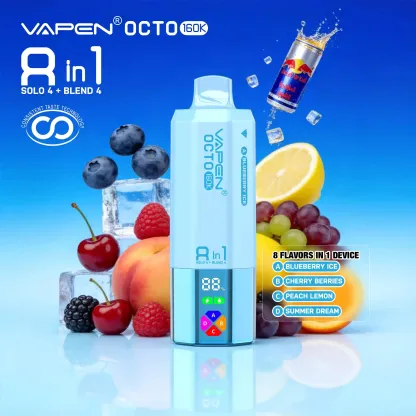 VAPEN OCTO 160000 Puffs - Jagodowy Lód + Wiśniowe Jagody + Brzoskwinia Cytryna + Letni sen