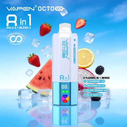 VAPEN OCTO 160000 Puffs - Truskawkowy Lód + Arbuzowy Lód + Black Dragon Ice + Blue Razz Ice