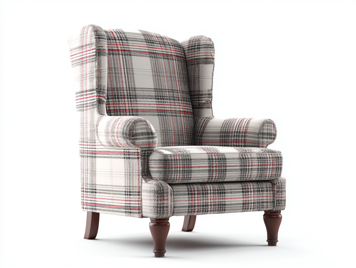 Armchair - Upholstered Fabric 32x34x40 inches - Gray-Red - Classic Wingback Design-Homimynest
