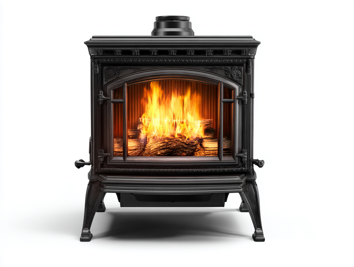 Fireplace freestanding cast iron structure 28x20x32 inches black indoor heating use - classic wood stove style-Homimynest