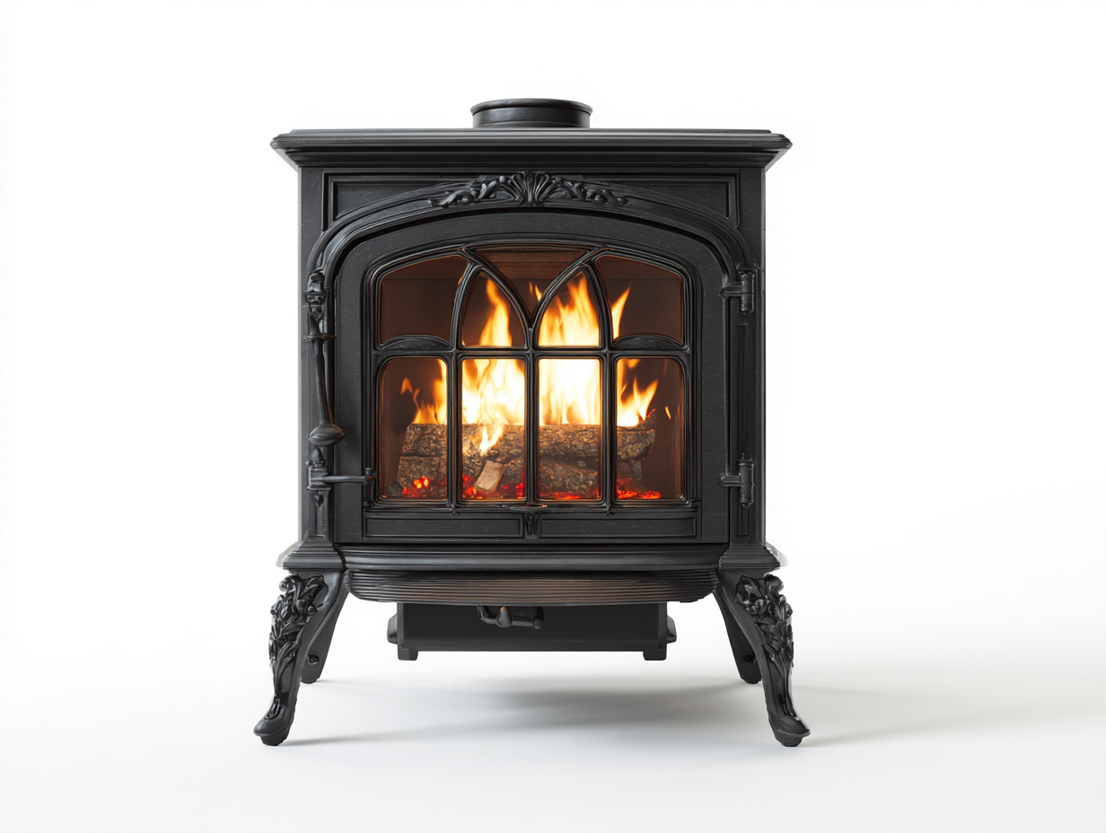 Fireplace Cast Iron Freestanding 26x20x30 inches - Black - Classic Design-Homimynest