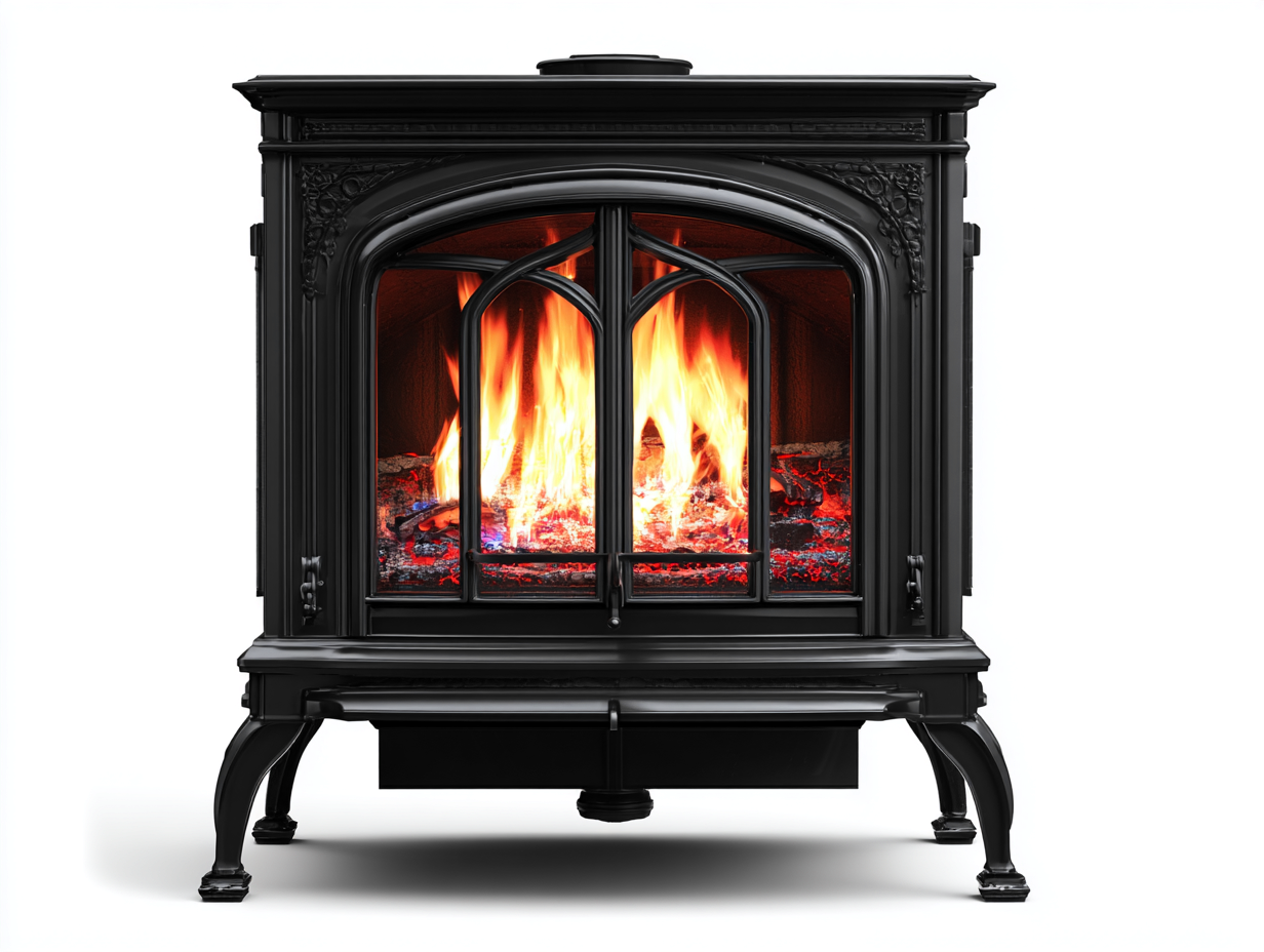 Fireplace Cast Iron Freestanding Stove 24x18x28 inches - Black - Classic Heating Design-Homimynest