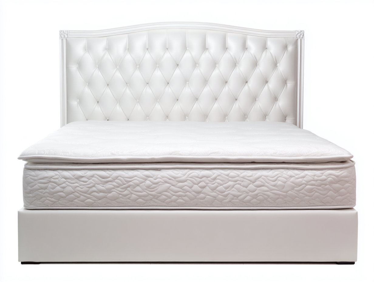 Queen Bed Upholstered Faux Leather 85x63x52 inches White for Bedroom Modern Classic Design-Homimynest