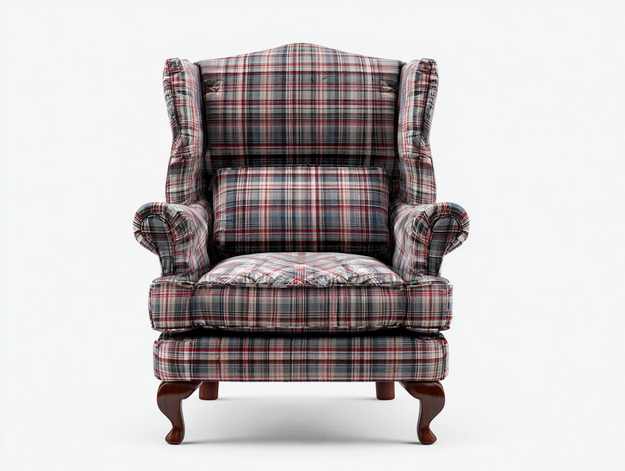 Armchair Upholstered Fabric 34x36x42 inches - Red-Blue-Gray - Classic Design-Homimynest