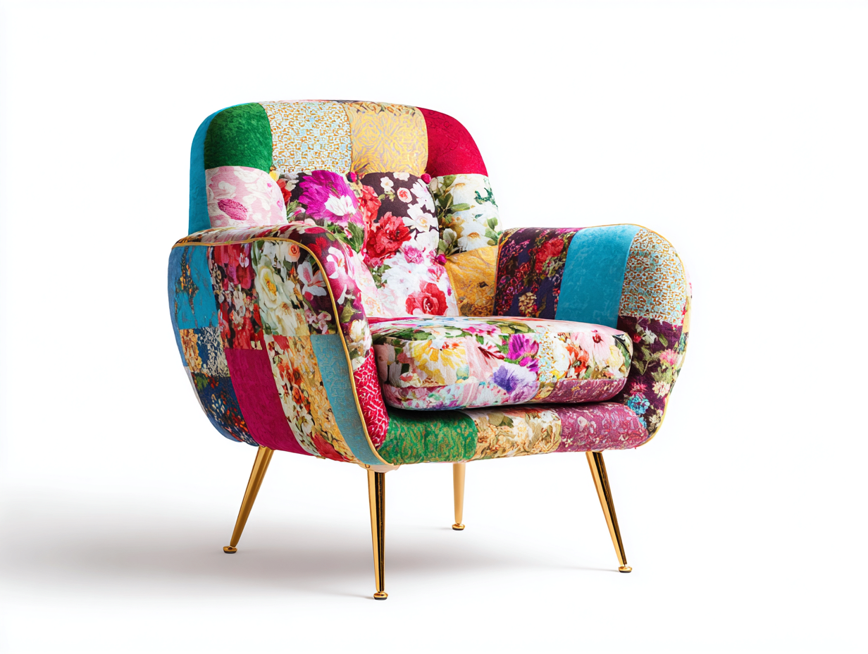 Armchair Upholstered Fabric 33x32x35 inches Multicolor for Living Room Artistic Design-Homimynest