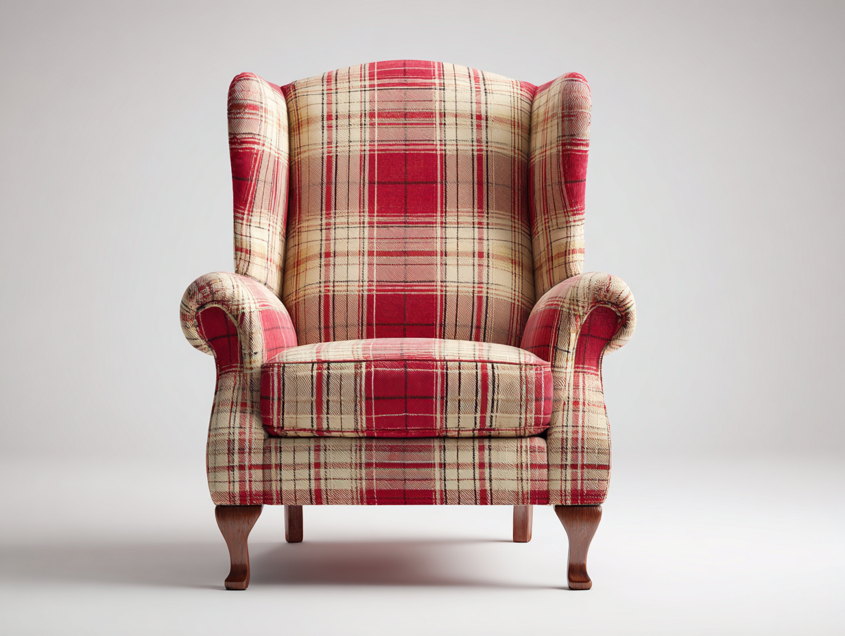 Armchair Upholstered Fabric Wingback 30x34x40 inches - Red Beige - Classic Vintage Style-Homimynest