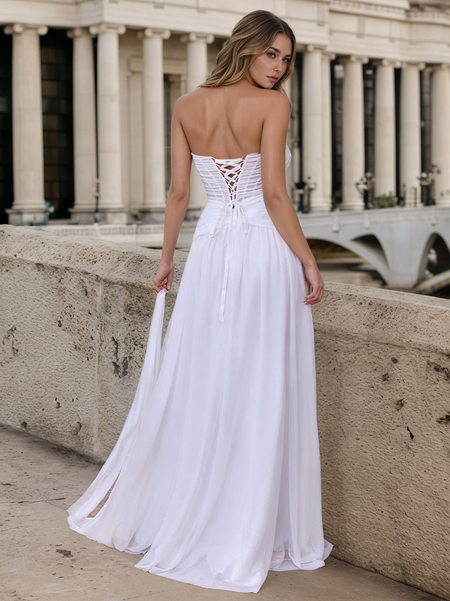 Ruched Halter Neck Chiffon A-Line Floor-Length Prom Dress