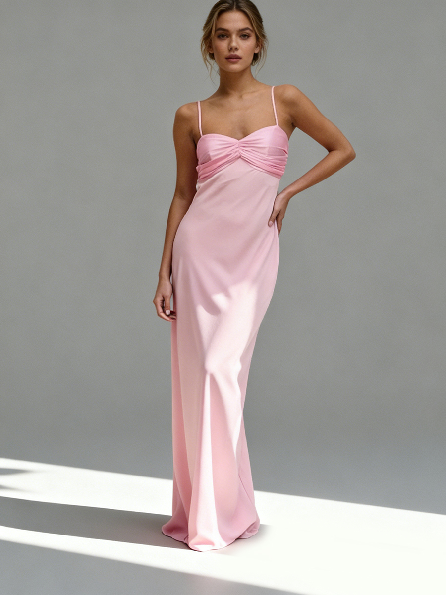 Elegant Spaghetti Strap Twist Sweetheart Neck Satin Bodycon Mermaid Maxi Prom Dress