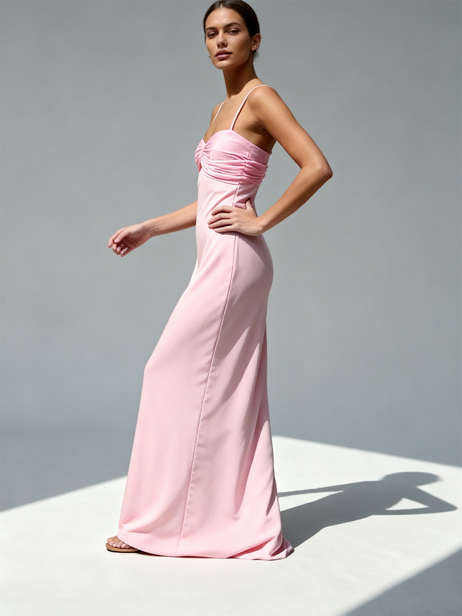 Elegant Spaghetti Strap Twist Sweetheart Neck Satin Bodycon Mermaid Maxi Prom Dress