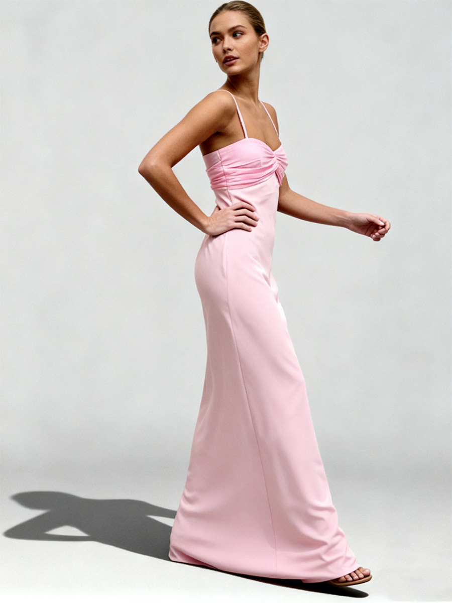 Elegant Spaghetti Strap Twist Sweetheart Neck Satin Bodycon Mermaid Maxi Prom Dress