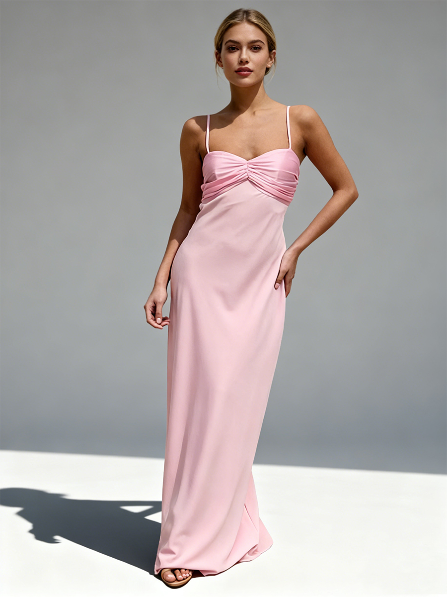 Elegant Spaghetti Strap Twist Sweetheart Neck Satin Bodycon Mermaid Maxi Prom Dress