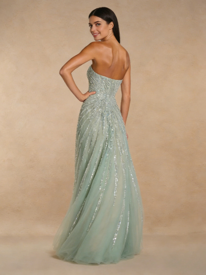 Sexy Strapless Beaded Tulle A-Line Prom Gown