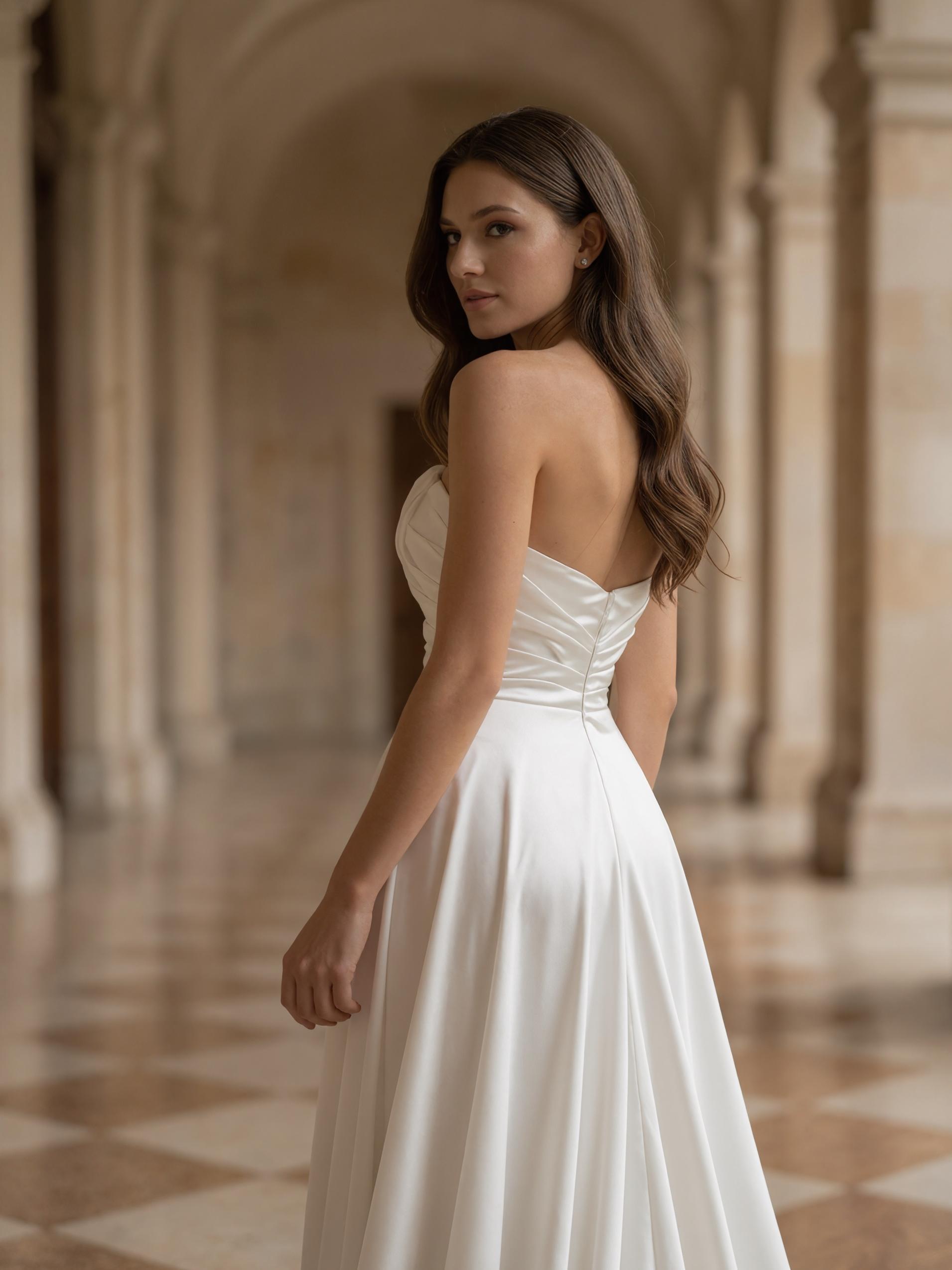 Trumpet One-Shoulder Satin Floor-Length High Slit Wedding Dress