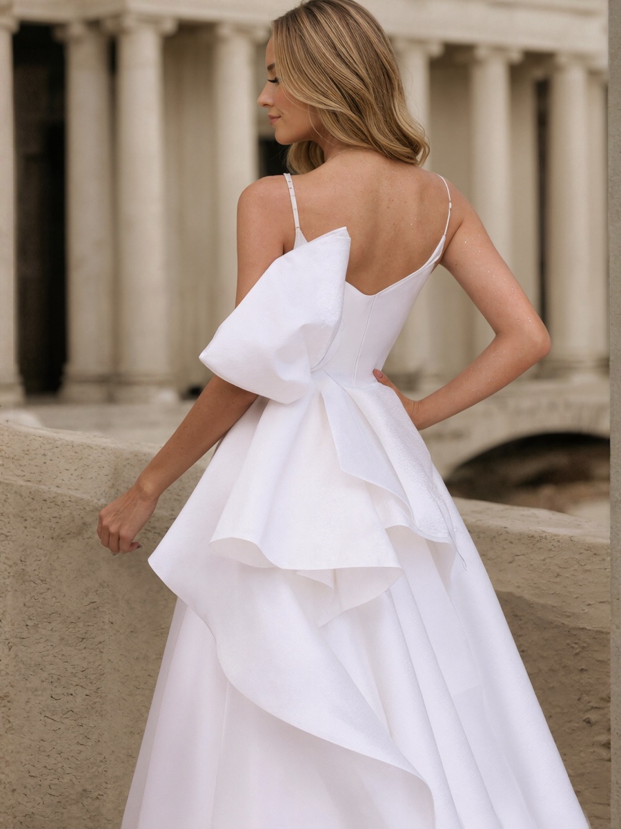 A-Line Spaghetti Strap Satin Floor-Length with Beaded Neckline Formal Gown