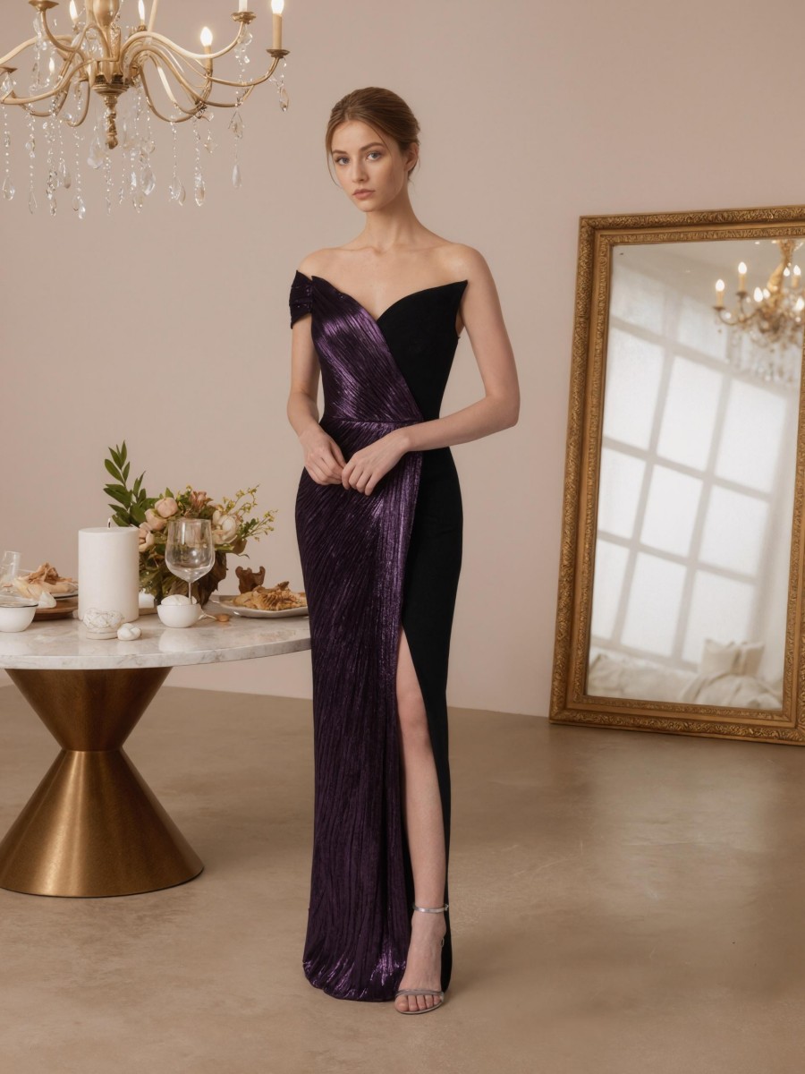 Sheath One-Shoulder Crinkle Satin Floor-Length Formal Evening Gown