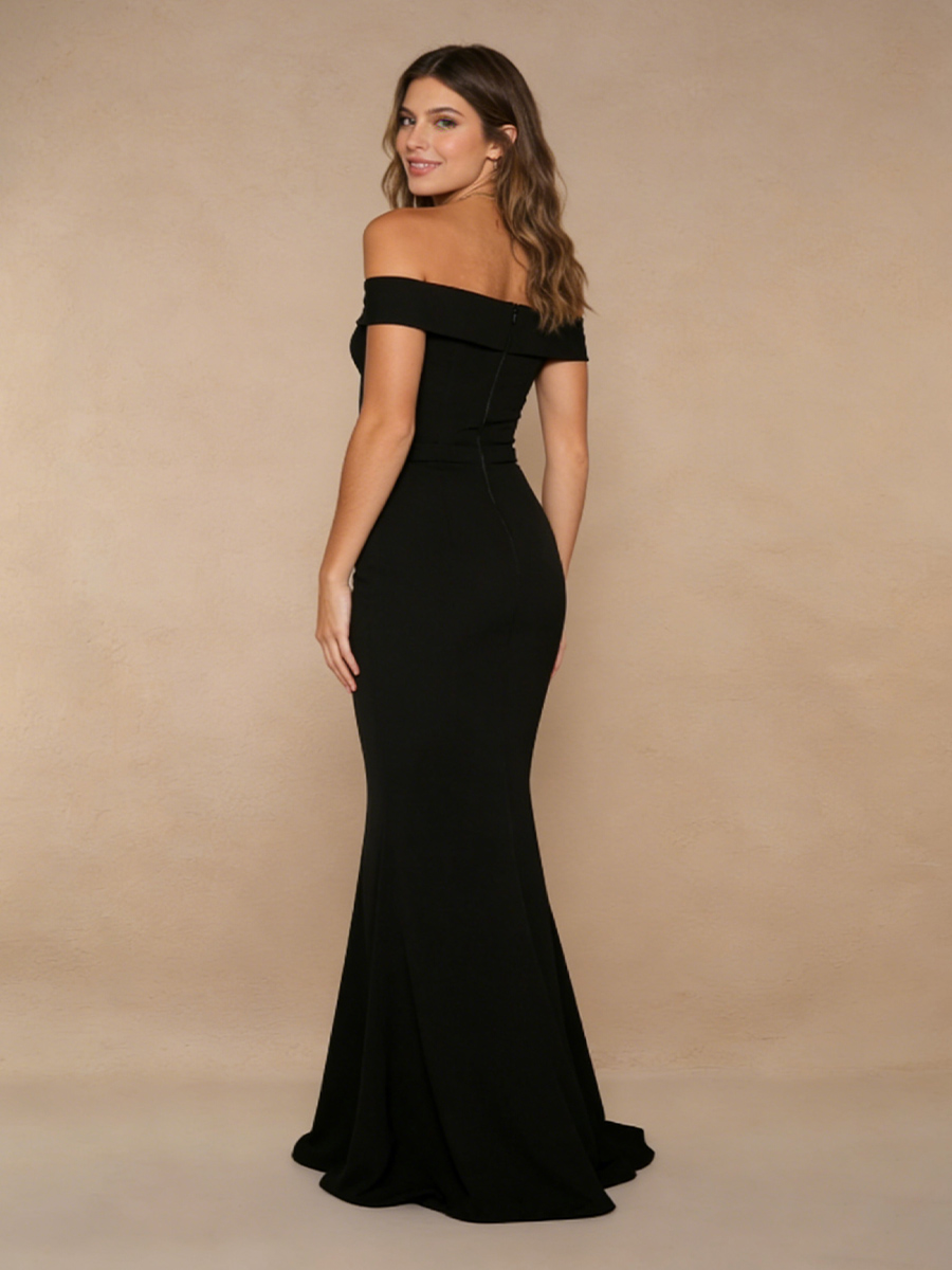 Elegant Mermaid Off-the-Shoulder Floor-Length High-Slit Evening Dress