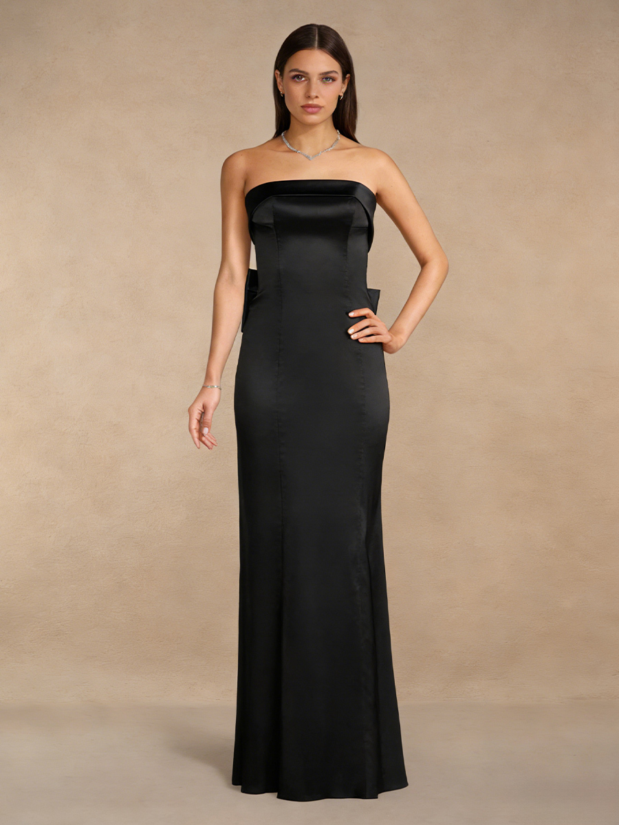 Mermaid Strapless Satin Floor-Length Formal Evening Gown