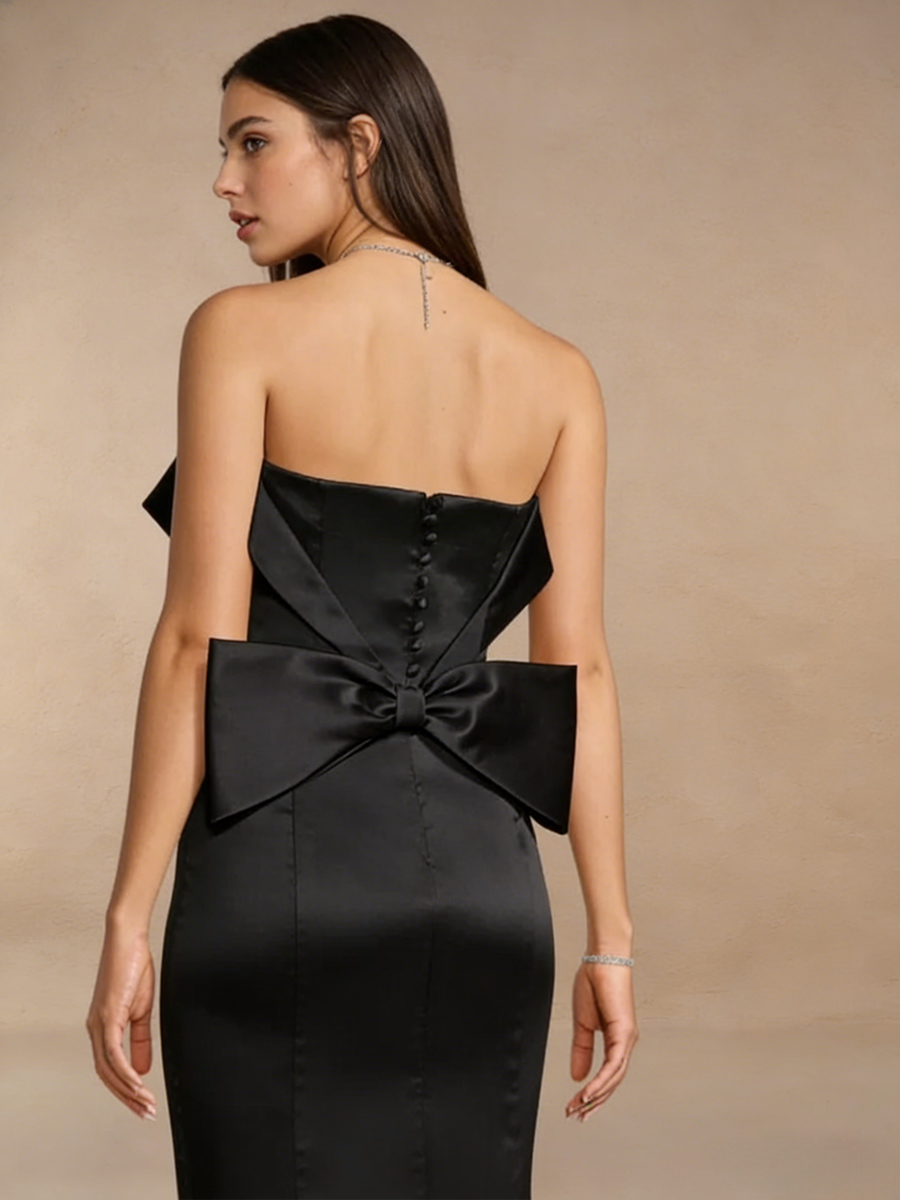 Mermaid Strapless Satin Floor-Length Formal Evening Gown