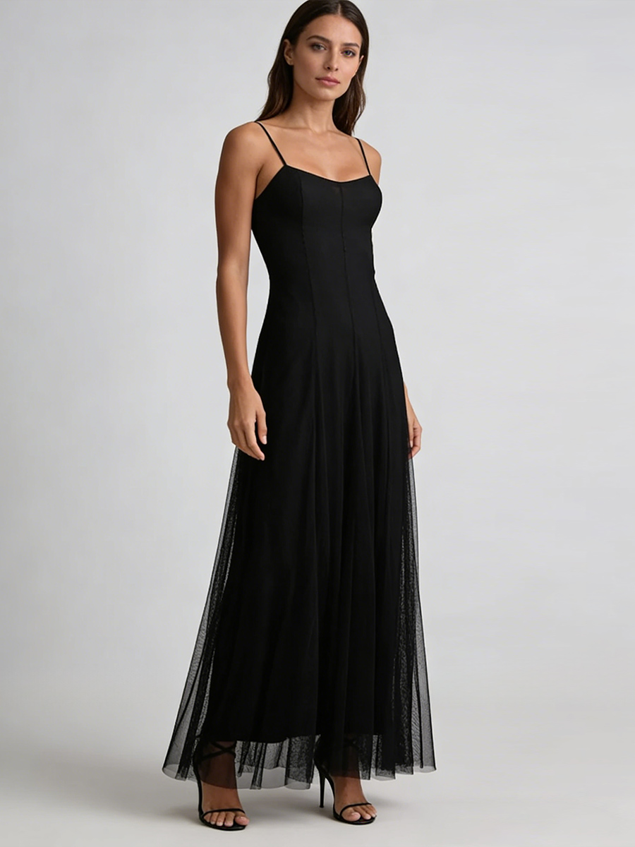 Ball Gown Spaghetti Strap Crinoline Floor-Length Formal Evening Gown