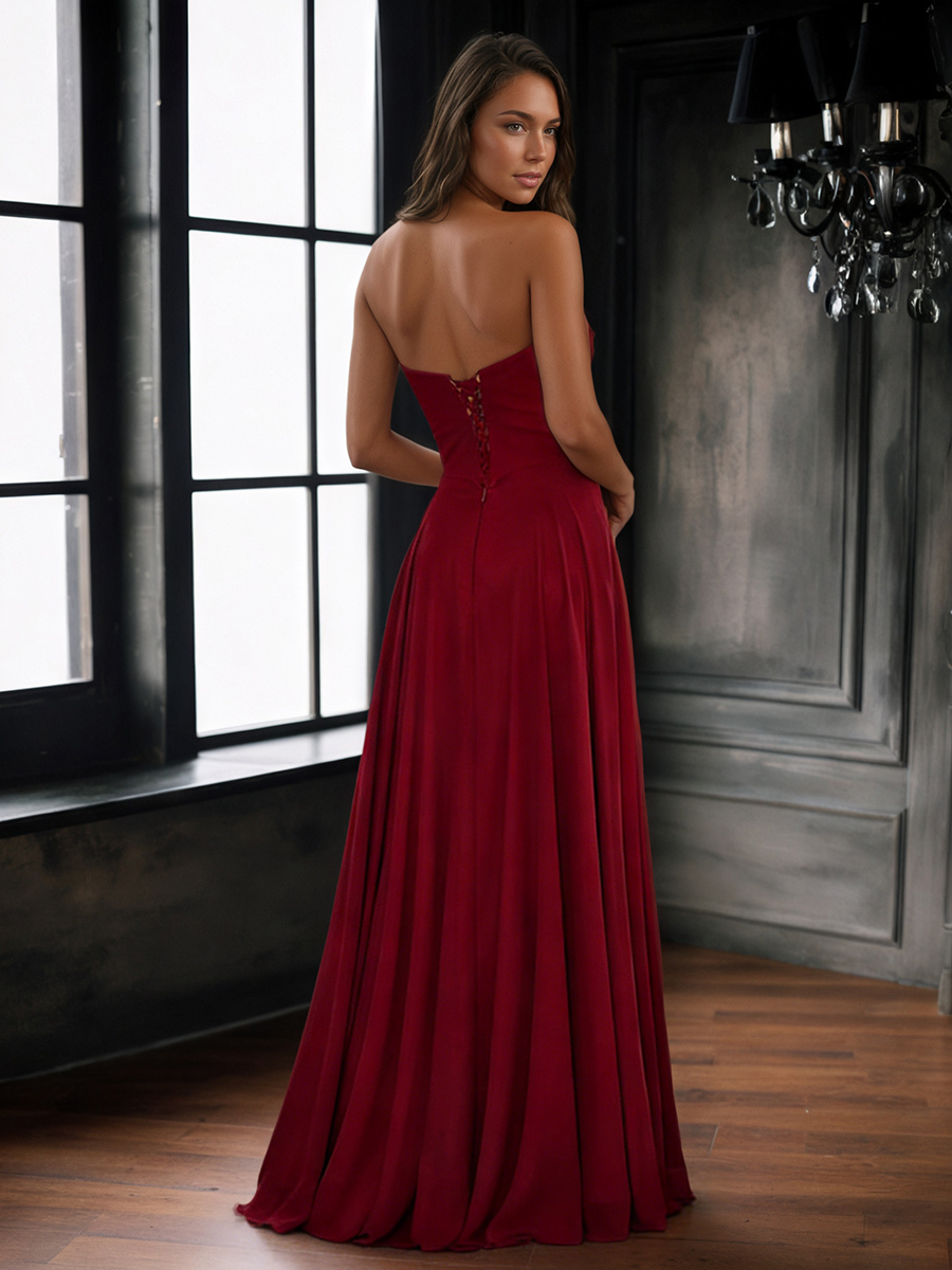 Strapless Chiffon A-Line Floor-Length Bridesmaid Dress