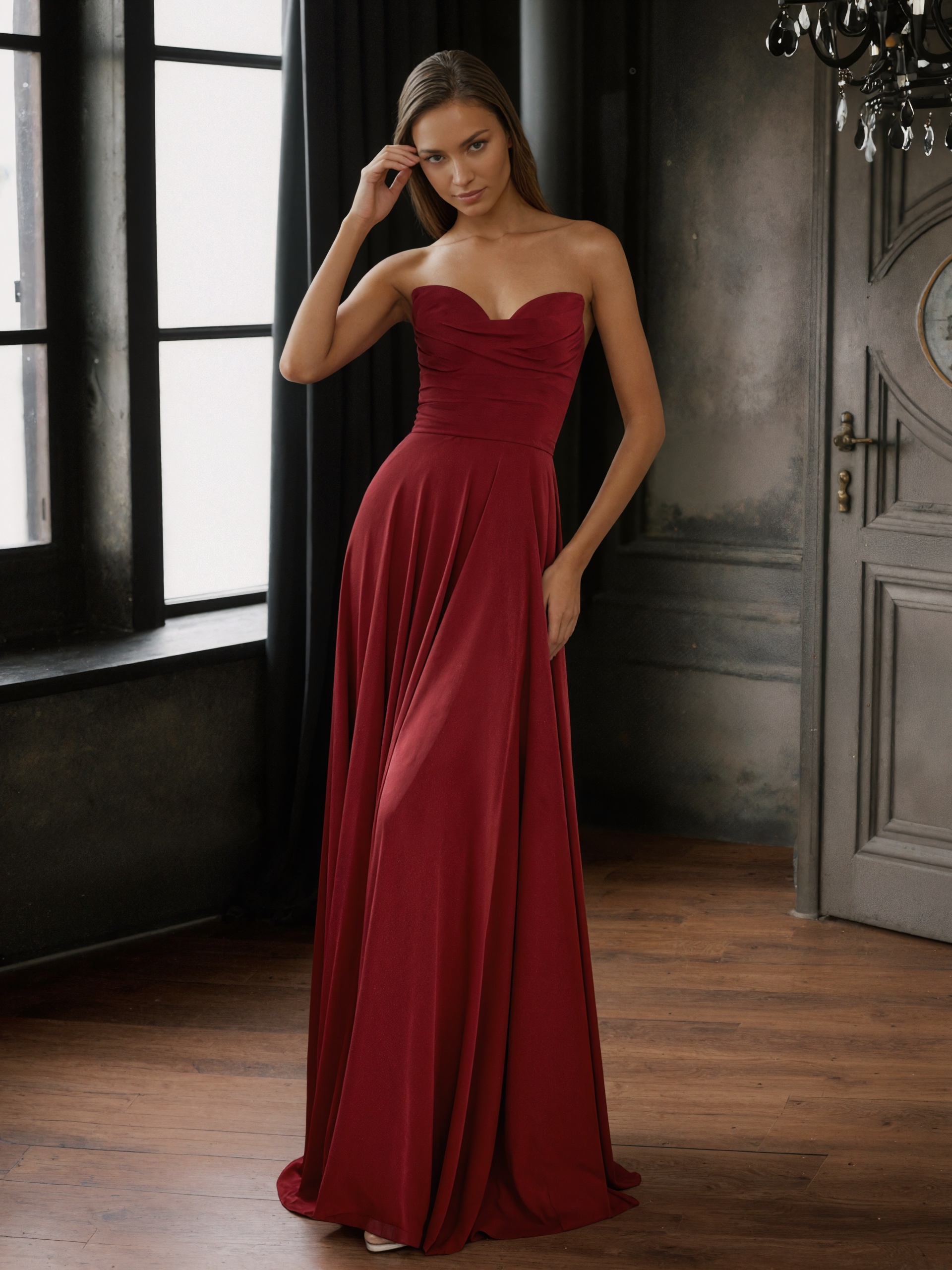 Strapless Chiffon A-Line Floor-Length Bridesmaid Dress