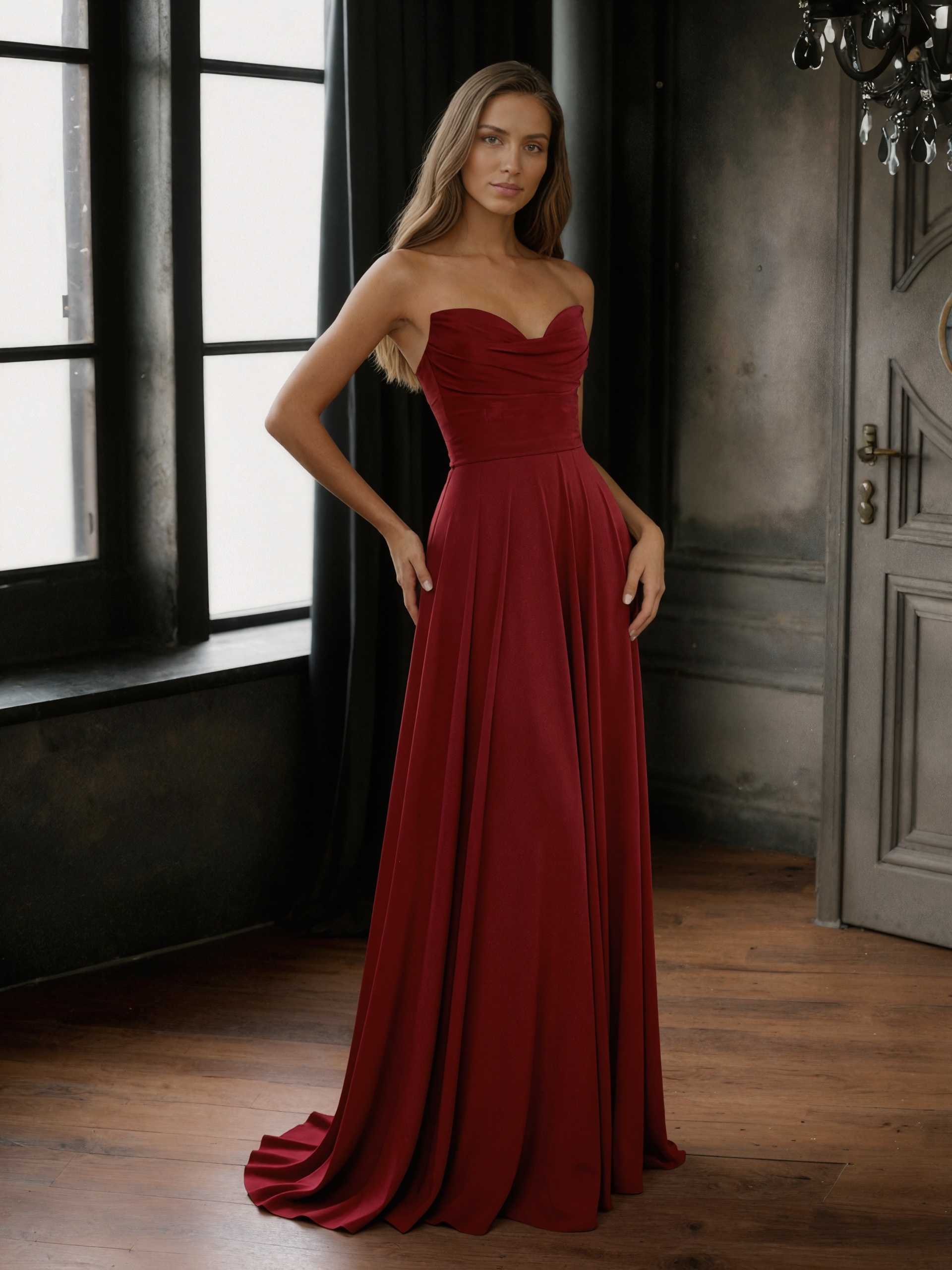 Strapless Chiffon A-Line Floor-Length Bridesmaid Dress