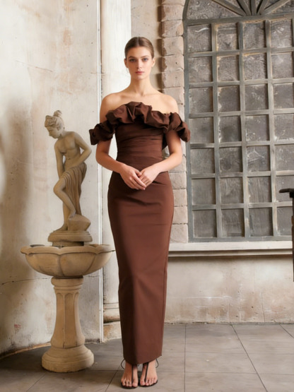 Sheath Off-the-Shoulder Floor-Length Dress for Prom & Gala Events