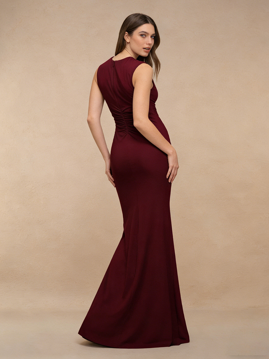 Sheath One-Shoulder Velvet Floor-Length Ruched Formal Evening Gown